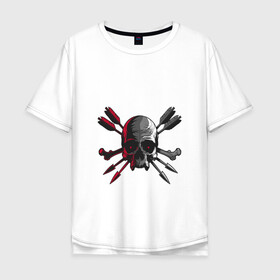 Мужская футболка хлопок Oversize с принтом Череп и стрелы , 100% хлопок | свободный крой, круглый ворот, “спинка” длиннее передней части | arrows | bone | dead | death | horror | skull | кости | стрелы | ужасы | хоррор | череп