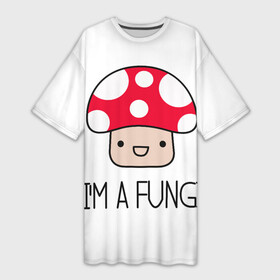 Платье-футболка 3D с принтом Грибочек ,  |  | fungi | im a fungi | mushroom | гриб | грибок | грибочек. | грибчанский | я гриб