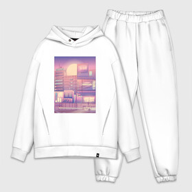 Мужской костюм хлопок OVERSIZE с принтом Vaporwave Aesthetics City ,  |  | Тематика изображения на принте: 90s | aestetic | art | audio | av | glitch | japan | pink | pop culture | retrowave | tokyo | vhs | video | арт | аудио | вейпорвейв | видео | вхс | искусство | кандзи | кассета | кассеты | паровая волна | поп культура | ретровейв | тренд | 