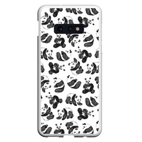 Чехол для Samsung S10E с принтом Акварельные панды паттерн , Силикон | Область печати: задняя сторона чехла, без боковых панелей | art | black white | cute | funny panda | panda | pandas | pattern | watercolor | акварель | акварельный рисунок | арт | детский рисунок | маленькие панды | медведи | медвежата | милые панды | мишки | панда | пандочка | пандочки | узор