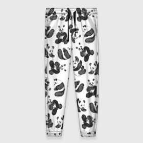 Женские брюки 3D с принтом Акварельные панды паттерн , полиэстер 100% | прямой крой, два кармана без застежек по бокам, с мягкой трикотажной резинкой на поясе и по низу штанин. В поясе для дополнительного комфорта — широкие завязки | art | black white | cute | funny panda | panda | pandas | pattern | watercolor | акварель | акварельный рисунок | арт | детский рисунок | маленькие панды | медведи | медвежата | милые панды | мишки | панда | пандочка | пандочки | узор