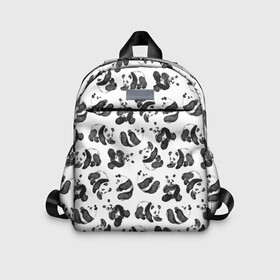 Детский рюкзак 3D с принтом Акварельные панды паттерн , 100% полиэстер | лямки с регулируемой длиной, сверху петелька, чтобы рюкзак можно было повесить на вешалку. Основное отделение закрывается на молнию, как и внешний карман. Внутри дополнительный карман. По бокам два дополнительных кармашка | art | black white | cute | funny panda | panda | pandas | pattern | watercolor | акварель | акварельный рисунок | арт | детский рисунок | маленькие панды | медведи | медвежата | милые панды | мишки | панда | пандочка | пандочки | узор