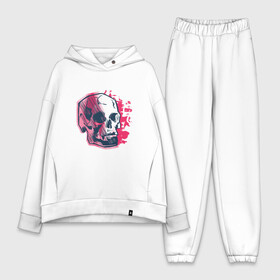 Женский костюм хлопок Oversize с принтом Абстрактный череп ,  |  | abstract | abstraction | art | blood | geometry | lines | minimal | minimalism | pink | punk | skull | stains | vector | абстракционизм | абстракция | арт | вектор | геометрия | графика | кровь | линии | минимал | минимализм | панк | пятна | ри