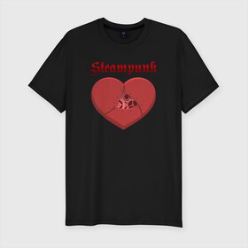 Мужская футболка хлопок Slim с принтом Heart Steampunk Меха сердце (Z) , 92% хлопок, 8% лайкра | приталенный силуэт, круглый вырез ворота, длина до линии бедра, короткий рукав | Тематика изображения на принте: steam punk | steamfest | steampunk | бойлерпанк | дизельпанк | клокпанк | маннерпанк | механика | научная фантастика | паро панк | паровой панк | паропанк | стим панк | стимпанк | стимпанк стиль | стимфест