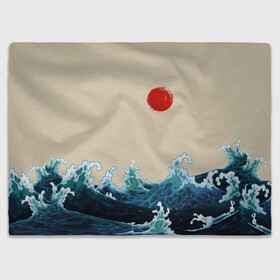 Плед 3D с принтом Японский Стиль Волны и Солнце , 100% полиэстер | закругленные углы, все края обработаны. Ткань не мнется и не растягивается | japan | style | sun | water | waves | аниме | вода | волны | иероглифы | культура | море | солнце | стиль | текстура | япония