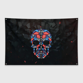 Флаг-баннер с принтом Череп мозаикой , 100% полиэстер | размер 67 х 109 см, плотность ткани — 95 г/м2; по краям флага есть четыре люверса для крепления | hell | skull | ад | скелет | ужасы | череп | черепушка