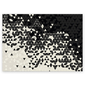 Поздравительная открытка с принтом Абстракция , 100% бумага | плотность бумаги 280 г/м2, матовая, на обратной стороне линовка и место для марки
 | Тематика изображения на принте: абстракция | арт | белый | вектор | векторный рисунок | рисунок | треугольник | треугольники | чёрно белый | чёрный