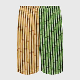 Детские спортивные шорты 3D с принтом Bamboo ,  100% полиэстер
 | пояс оформлен широкой мягкой резинкой, ткань тянется
 | Тематика изображения на принте: bamboo | dual | trees | wood | yellow green