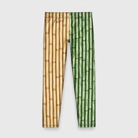 Детские леггинсы 3D с принтом Bamboo , полиэстер 85%, спандекс 15% | эластичный пояс, зауженный крой | bamboo | dual | trees | wood | yellow green