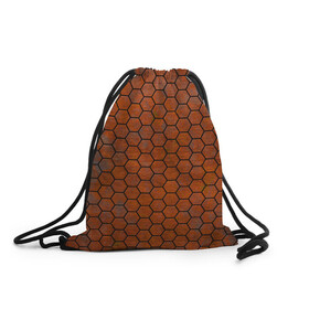 Рюкзак-мешок 3D с принтом Ржавые Соты , 100% полиэстер | плотность ткани — 200 г/м2, размер — 35 х 45 см; лямки — толстые шнурки, застежка на шнуровке, без карманов и подкладки | Тематика изображения на принте: armor | hexagons | honeycombs | rusty | ржавчина | соты