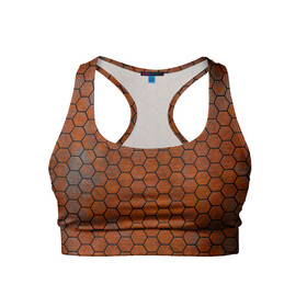 Женский спортивный топ 3D с принтом Ржавые Соты , 82% полиэстер, 18% спандекс Ткань безопасна для здоровья, позволяет коже дышать, не мнется и не растягивается |  | armor | hexagons | honeycombs | rusty | ржавчина | соты