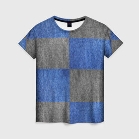 Женская футболка 3D с принтом Denim Patchwork , 100% полиэфир ( синтетическое хлопкоподобное полотно) | прямой крой, круглый вырез горловины, длина до линии бедер | blue gray | denim | jeans | patchwork | джинсовая ткань