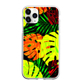Чехол для iPhone 11 Pro матовый с принтом ЛИСТЬЯ  , Силикон |  | summer | джунгли | зелень | кислотный | лесной | летний принт | лето | листья папоротника | огненный | пальмовые листья | пальмы | папоротник | свежий | стильный | тренд | тропики | тропический камуфляж