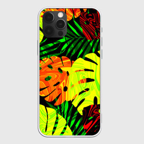 Чехол для iPhone 12 Pro с принтом ЛИСТЬЯ  , силикон | область печати: задняя сторона чехла, без боковых панелей | summer | джунгли | зелень | кислотный | лесной | летний принт | лето | листья папоротника | огненный | пальмовые листья | пальмы | папоротник | свежий | стильный | тренд | тропики | тропический камуфляж