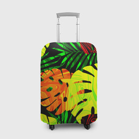 Чехол для чемодана 3D с принтом ЛИСТЬЯ  , 86% полиэфир, 14% спандекс | двустороннее нанесение принта, прорези для ручек и колес | summer | джунгли | зелень | кислотный | лесной | летний принт | лето | листья папоротника | огненный | пальмовые листья | пальмы | папоротник | свежий | стильный | тренд | тропики | тропический камуфляж