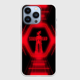 Чехол для iPhone 13 Pro с принтом Siren Head Glow ,  |  | siren head | линии | монстр | неон | свечение | сиреноголовый