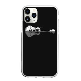 Чехол для iPhone 11 Pro матовый с принтом Natural Guitar. Reflection , Силикон |  | Тематика изображения на принте: clef | guitar | instrument | music | musical | natural | notation | note | notes | tablature | treble | гитара | грамота | инструмент | ключ | музыка | музыкальный | нота | нотная | ноты | природа | скрипичный | табулатура