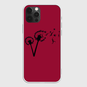 Чехол для iPhone 12 Pro Max с принтом Dandelion flight. Red Frame , Силикон |  | Тематика изображения на принте: dandelion | flight | garden | human | people | travel | люди | на | одуванчик | одуванчике | парение | парить | полет | путешествие | растение | человек