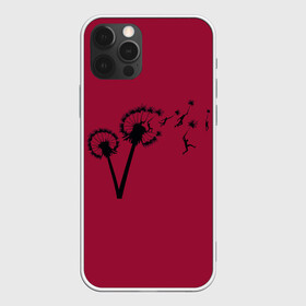 Чехол для iPhone 12 Pro Max с принтом Dandelion flight. Red Frame , Силикон |  | dandelion | flight | garden | human | people | travel | люди | на | одуванчик | одуванчике | парение | парить | полет | путешествие | растение | человек