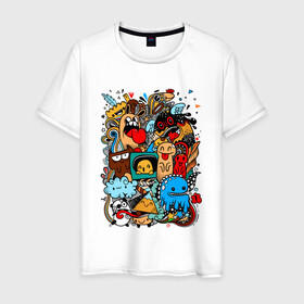 Мужская футболка хлопок с принтом Doodle Monster | Дудл (Z) , 100% хлопок | прямой крой, круглый вырез горловины, длина до линии бедер, слегка спущенное плечо. | doodle | doodle monster | графи | граффити | дудл | дудлинг | дудлы монстрики | мульт | мультяшная | разноцветные монстрики