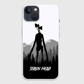 Чехол для iPhone 13 с принтом SIREN HEAD | DARK FOREST ,  |  | 6789 | cartoon | cat | dark | forest | foundation | head | monster | mountains | scp | siren | sirenhead | голова | горы | кот | лес | монстр | объект | объекты | сирена | сиреноголовый | фонд | чудище | чудовище