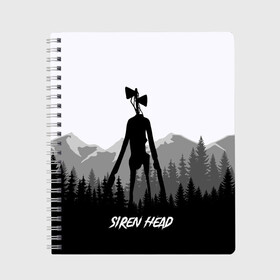 Тетрадь с принтом SIREN HEAD | DARK FOREST , 100% бумага | 48 листов, плотность листов — 60 г/м2, плотность картонной обложки — 250 г/м2. Листы скреплены сбоку удобной пружинной спиралью. Уголки страниц и обложки скругленные. Цвет линий — светло-серый
 | Тематика изображения на принте: 6789 | cartoon | cat | dark | forest | foundation | head | monster | mountains | scp | siren | sirenhead | голова | горы | кот | лес | монстр | объект | объекты | сирена | сиреноголовый | фонд | чудище | чудовище