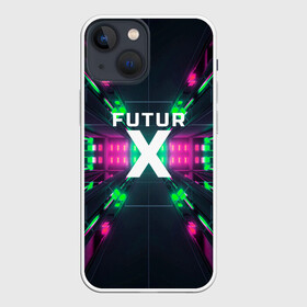 Чехол для iPhone 13 mini с принтом FuturX ,  |  | будущее | киберпанк | крест | неон | технологии
