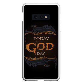 Чехол для Samsung S10E с принтом God day GOW , Силикон | Область печати: задняя сторона чехла, без боковых панелей | Тематика изображения на принте: gad of war | game | games | god of war | god of wor | бог войны | игра | игры | кинжалы | кратос | праздник