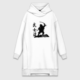 Платье-худи хлопок с принтом Busido   путь воина. ,  |  | воин | воитель | демон | меч | путь | самурай | япония