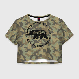 Женская футболка Crop-top 3D с принтом Brother bear , 100% полиэстер | круглая горловина, длина футболки до линии талии, рукава с отворотами | большой брат | брат | братец медведь | медведица | медведь | старший брат