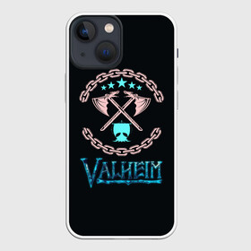 Чехол для iPhone 13 mini с принтом Valheim лого и цепи ,  |  | fantasy | mmo | valheim | valve | валхейм | вальхейм | викинги | выживалка | игра | королевская битва | ммо | ролевая игра | фэнтази