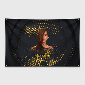Флаг-баннер с принтом Manizha Gold Black , 100% полиэстер | размер 67 х 109 см, плотность ткани — 95 г/м2; по краям флага есть четыре люверса для крепления | manizha | далеровна | душанбе | евровидение | евровидение 2021 | манижа | певица | таджикистан | хамраева