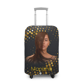 Чехол для чемодана 3D с принтом Manizha Gold Black , 86% полиэфир, 14% спандекс | двустороннее нанесение принта, прорези для ручек и колес | manizha | далеровна | душанбе | евровидение | евровидение 2021 | манижа | певица | таджикистан | хамраева
