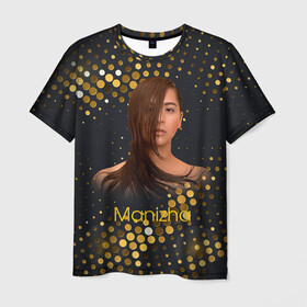 Мужская футболка 3D с принтом Manizha Gold Black , 100% полиэфир | прямой крой, круглый вырез горловины, длина до линии бедер | manizha | далеровна | душанбе | евровидение | евровидение 2021 | манижа | певица | таджикистан | хамраева