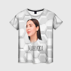 Женская футболка 3D с принтом Манижа 3D фон , 100% полиэфир ( синтетическое хлопкоподобное полотно) | прямой крой, круглый вырез горловины, длина до линии бедер | manizha | далеровна | душанбе | евровидение | евровидение 2021 | манижа | певица | таджикистан | хамраева