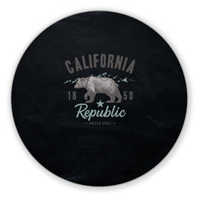 Коврик для мышки круглый с принтом California republic , резина и полиэстер | круглая форма, изображение наносится на всю лицевую часть | bear | california | republic | state | калифорния | медведь | республика