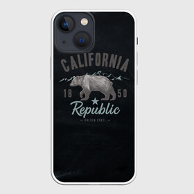 Чехол для iPhone 13 mini с принтом California republic ,  |  | bear | california | republic | state | калифорния | медведь | республика