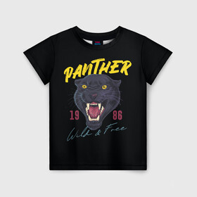 Детская футболка 3D с принтом Пантера 1986 , 100% гипоаллергенный полиэфир | прямой крой, круглый вырез горловины, длина до линии бедер, чуть спущенное плечо, ткань немного тянется | Тематика изображения на принте: 1986 | panther | джунгли | дикая | кошка | пантера