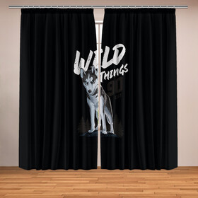 Фотошторы с принтом Wild Things , Блэкаут (светозащита 90%) / Габардин (светозащита 40% | 2 полотна шириной по 145 см; Высота 200-300 см; Крепление: шторная лента (на крючки); | wolf | волк | лес | пес | север | собака | хаски