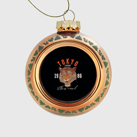 Стеклянный ёлочный шар с принтом Tokyo Tiger Japan , Стекло | Диаметр: 80 мм | Тематика изображения на принте: japan | tokyo | большая кошка | полосатый | тигр | тигрица | токио | хищник