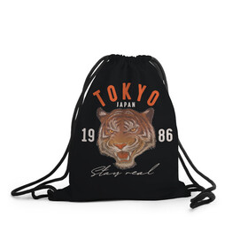 Рюкзак-мешок 3D с принтом Tokyo Tiger Japan , 100% полиэстер | плотность ткани — 200 г/м2, размер — 35 х 45 см; лямки — толстые шнурки, застежка на шнуровке, без карманов и подкладки | japan | tokyo | большая кошка | полосатый | тигр | тигрица | токио | хищник