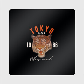 Магнит виниловый Квадрат с принтом Tokyo Tiger Japan , полимерный материал с магнитным слоем | размер 9*9 см, закругленные углы | japan | tokyo | большая кошка | полосатый | тигр | тигрица | токио | хищник
