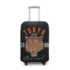 Чехол для чемодана 3D с принтом Tokyo Tiger Japan , 86% полиэфир, 14% спандекс | двустороннее нанесение принта, прорези для ручек и колес | japan | tokyo | большая кошка | полосатый | тигр | тигрица | токио | хищник