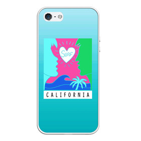 Чехол для iPhone 5/5S матовый с принтом CALIFORNIA SURF , Силикон | Область печати: задняя сторона чехла, без боковых панелей | california | love | surf | влюбленные | закат | калифорния | любовь | море | пальма