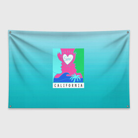 Флаг-баннер с принтом CALIFORNIA SURF , 100% полиэстер | размер 67 х 109 см, плотность ткани — 95 г/м2; по краям флага есть четыре люверса для крепления | california | love | surf | влюбленные | закат | калифорния | любовь | море | пальма