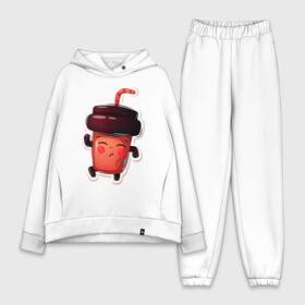 Женский костюм хлопок Oversize с принтом Кофейный стаканчик милашка ,  |  | кофе | малышка | милашка | мультяшка | стаканчик