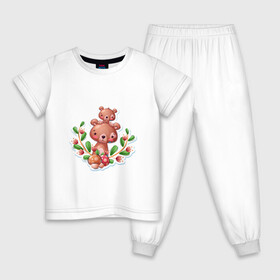 Детская пижама хлопок с принтом Веселые медведи милашки , 100% хлопок |  брюки и футболка прямого кроя, без карманов, на брюках мягкая резинка на поясе и по низу штанин
 | веселые | животные | малышка | медведи | медвежонок | милашка | мультяшка