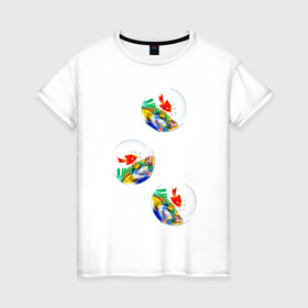 Женская футболка хлопок с принтом Рыбаку на заметку , 100% хлопок | прямой крой, круглый вырез горловины, длина до линии бедер, слегка спущенное плечо | аквариум | вода | раба | шар