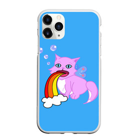 Чехол для iPhone 11 Pro матовый с принтом Веселый котик , Силикон |  | животное | кот | кошка | мило | радуга | розовый