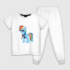 Детская пижама хлопок с принтом Pony - Rainbow Dash , 100% хлопок |  брюки и футболка прямого кроя, без карманов, на брюках мягкая резинка на поясе и по низу штанин
 | applejack | friendship | mylittlepony | rainbow dash | twilight sparkle | waifu | вайфу | дружба это магия | кони | моя маленькая пони | мультфильм | пони | радуга | ренбоу деш | эплджек